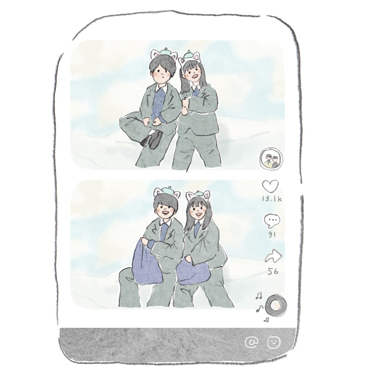 水彩風のほっこり優しい似顔絵を描きます ふんわりと柔らかな印象を与えるイラストをお届け♡ イメージ7