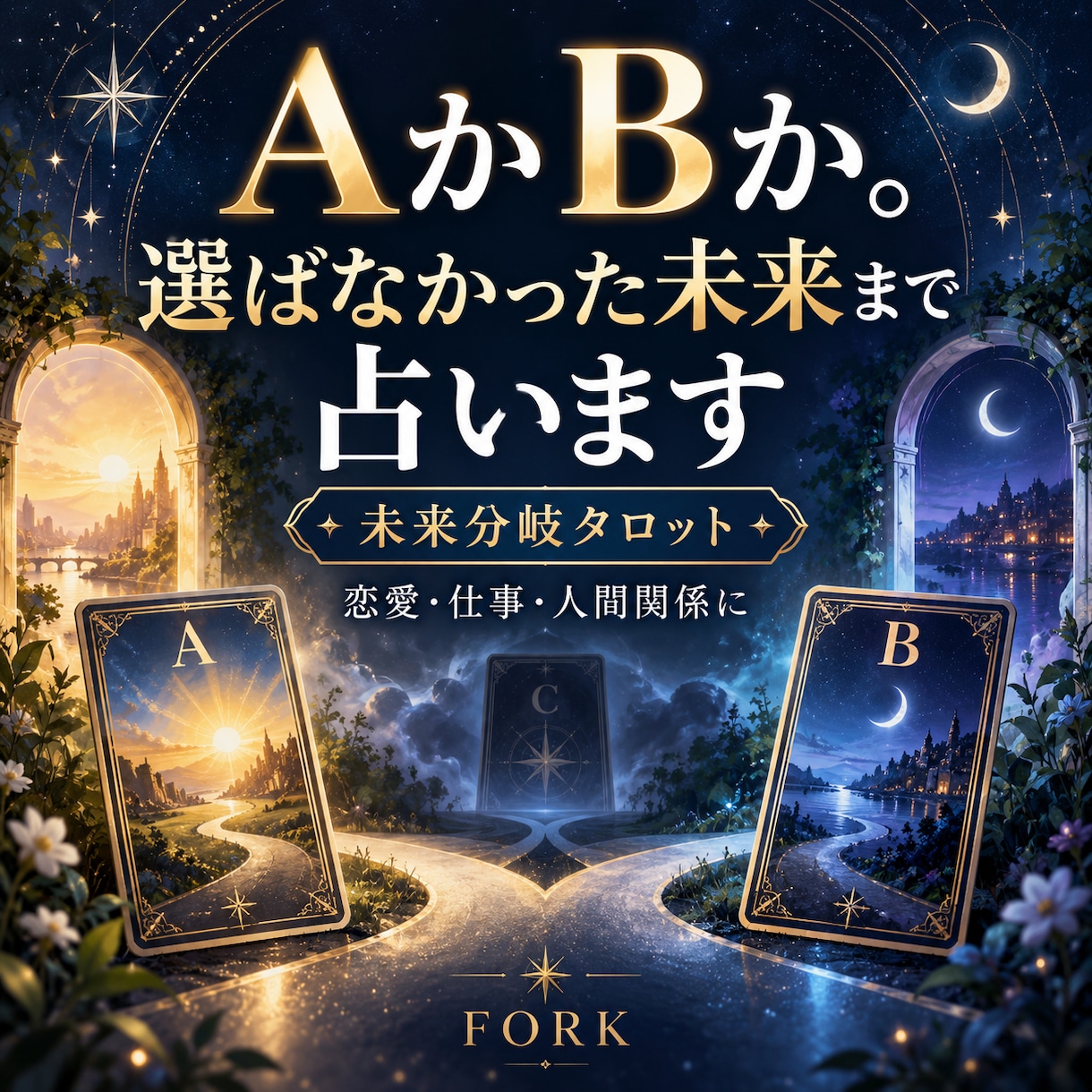 AとB、選ばなかった未来まで占います 二つの未来と第三の可能性を読む分岐タロット イメージ1