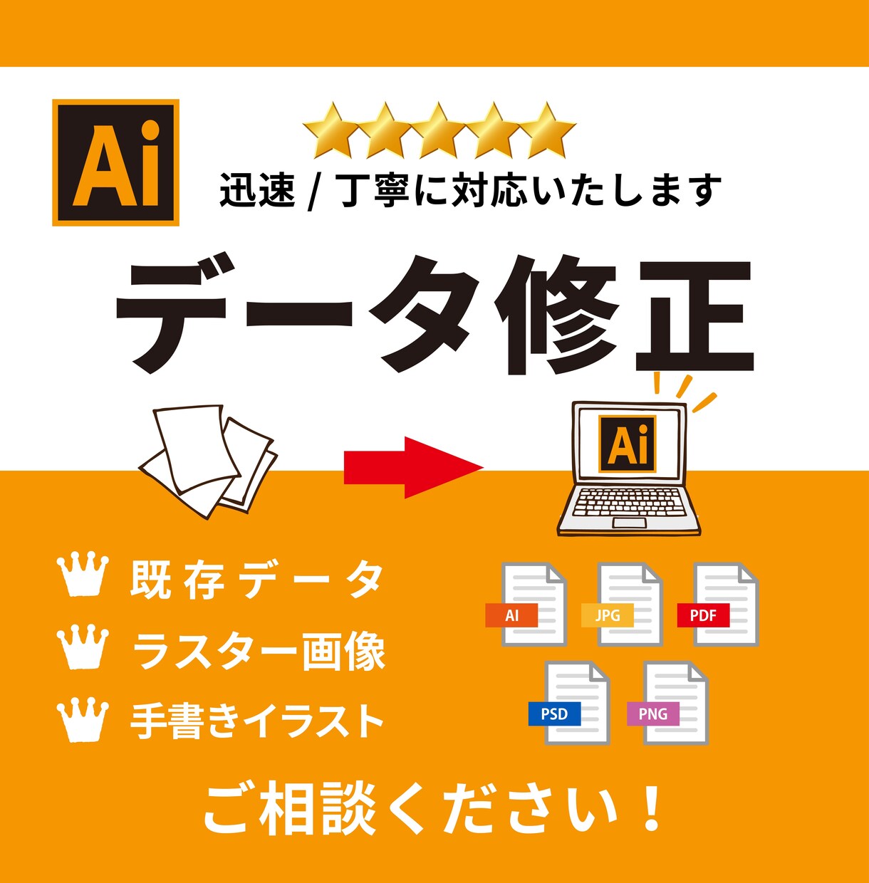 データの変換・修正・入稿データに対応しますます データが必要な方へ　グラフィックデザイナーが作成します！ イメージ1