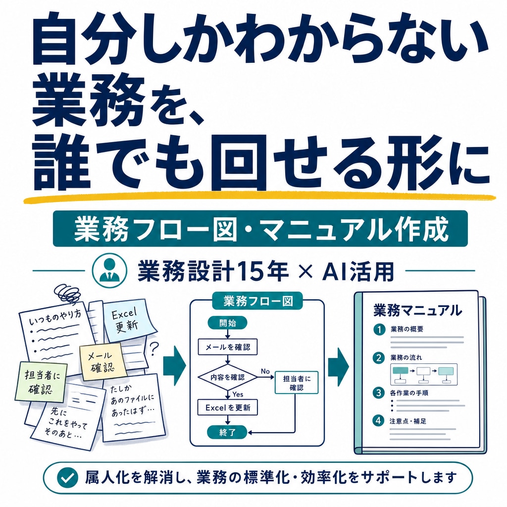 AI活用で業務フロー図・マニュアルを作ります Claude Code×業務設計13年で高品質納品 イメージ1