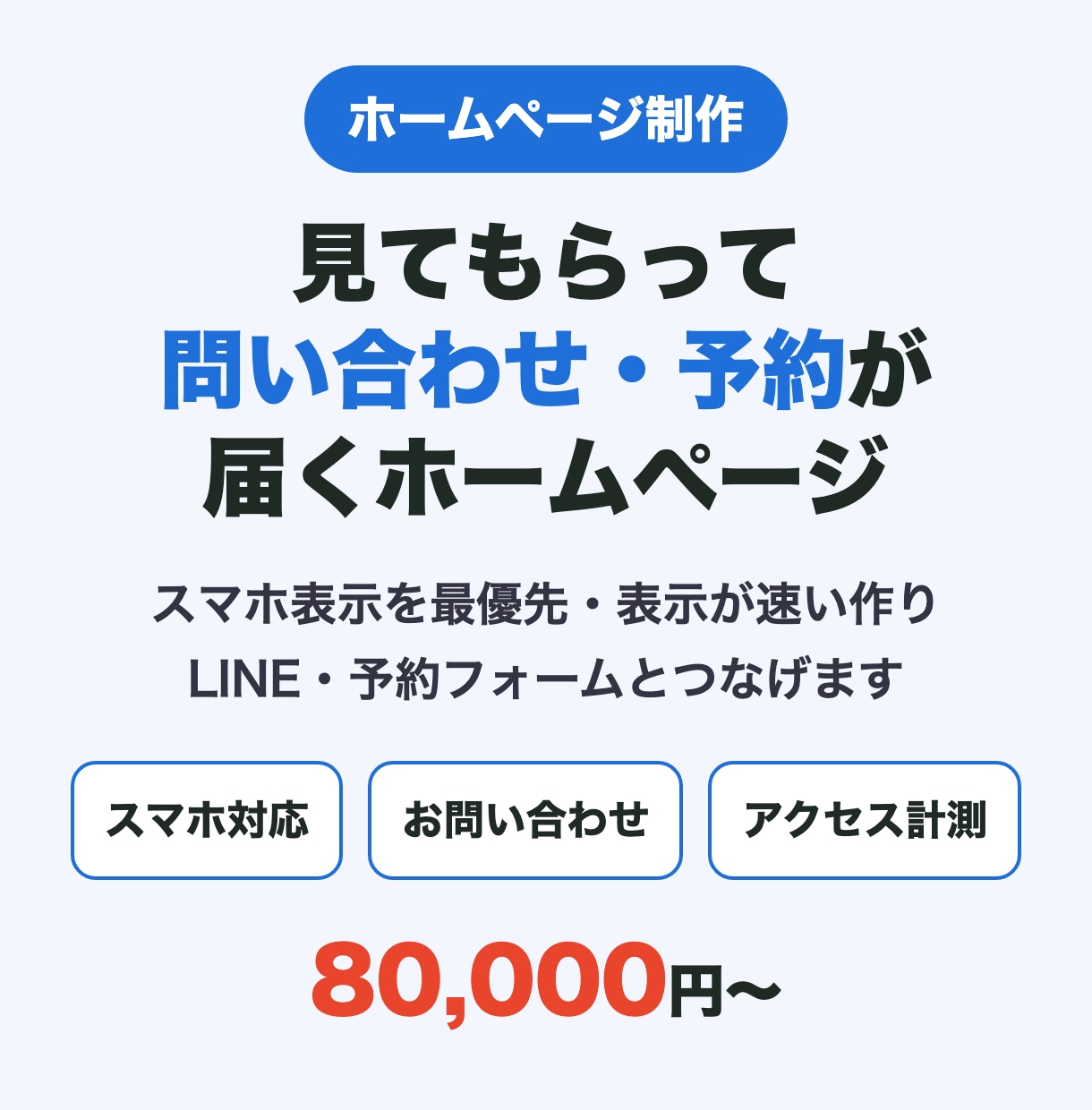 問い合わせが届くホームページを作ります スマホ最優先｜LINE・予約までつないで一式制作 イメージ1