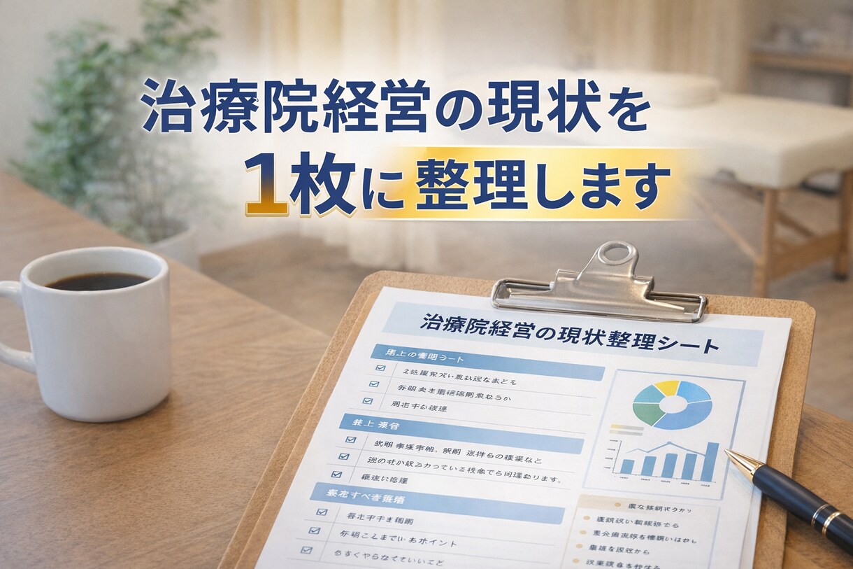 治療院経営の現状を1枚に整理します 頭の中を言語化し、次の一手を明確にします イメージ1