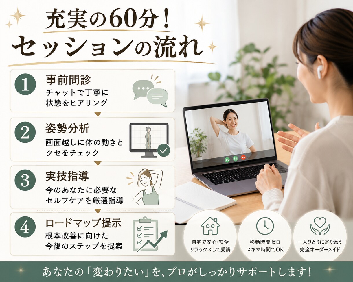 理学療法士がオンラインで姿勢と自律神経を整えます 【先着5名】疲れが抜けない方へ。医学的視点から根本原因を特定 イメージ4