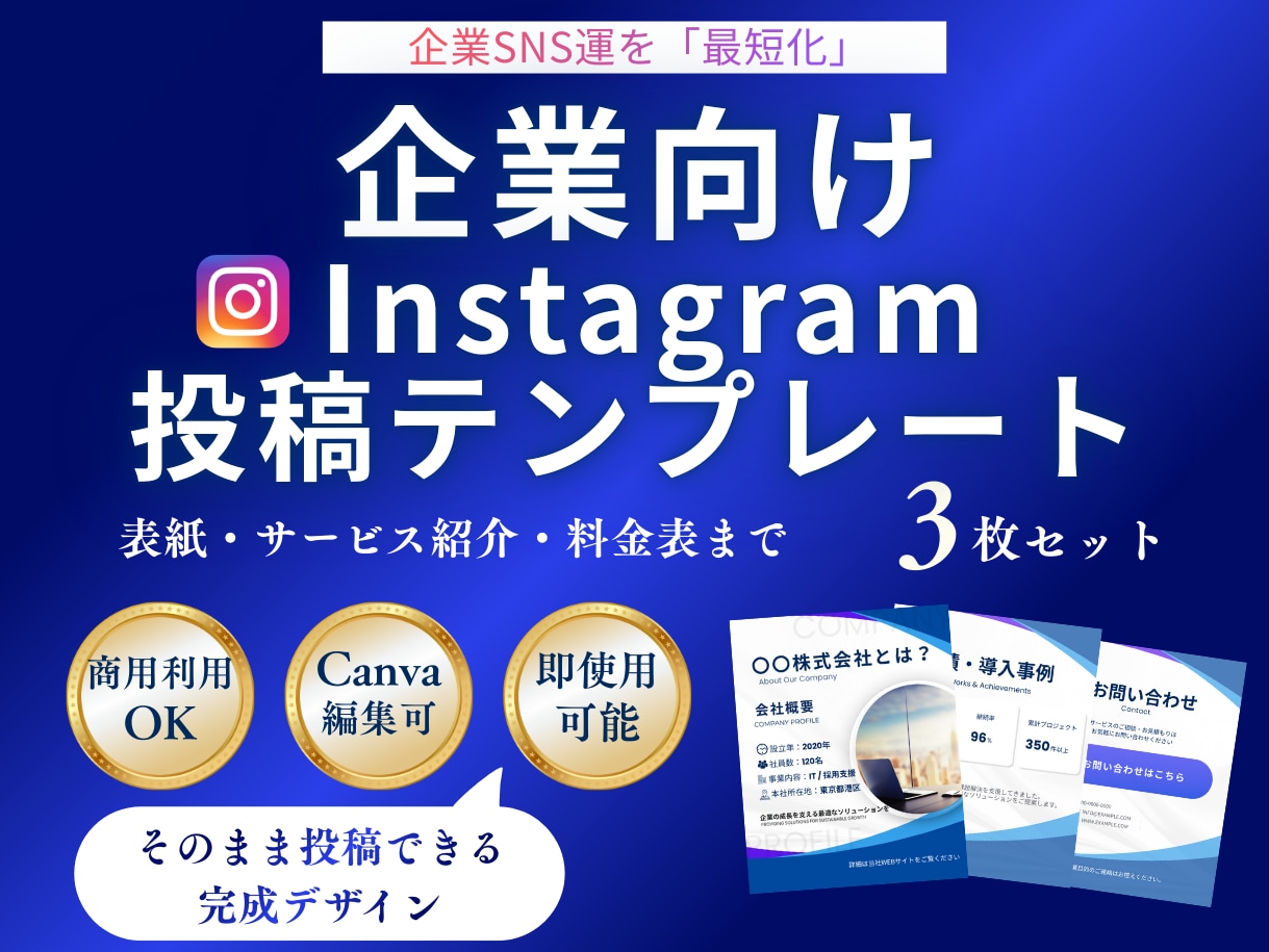 企業向け会社紹介テンプレ3枚セット販売します Canva編集可｜商用利用OK イメージ1
