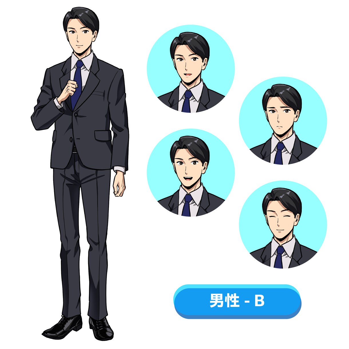 完成品 ┃スーツのキャラクター立ち絵販売します ビジネスシーンやアイコンなど、マルチに使えるイラストです イメージ3