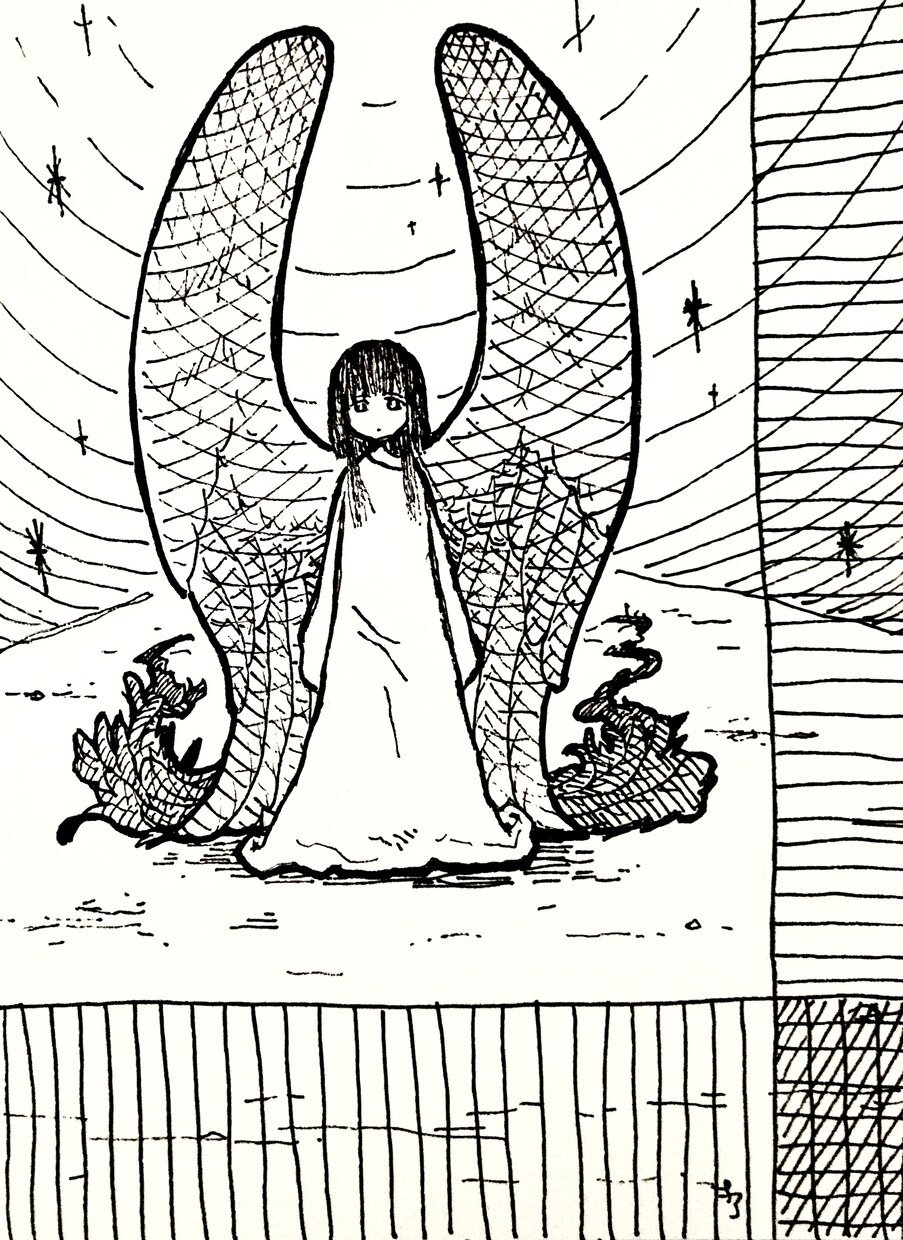しっとりしたモノトーンイラスト描きます *.+ﾟ人物、天使、不思議生命体などの白黒イラスト*.+ﾟ イメージ8