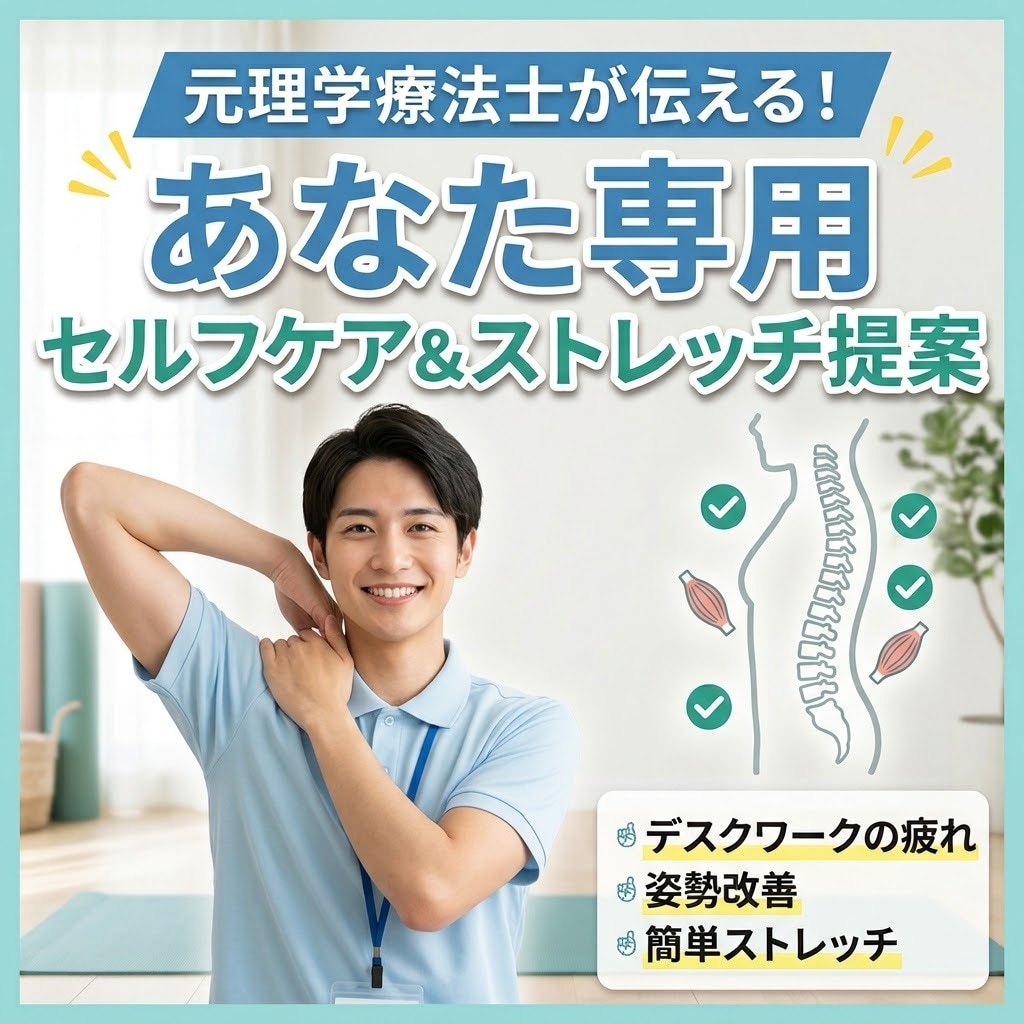 元理学療法士と一緒にセルフストレッチを考えます あなただけのセルフケアを一緒に考えましょう！ イメージ1