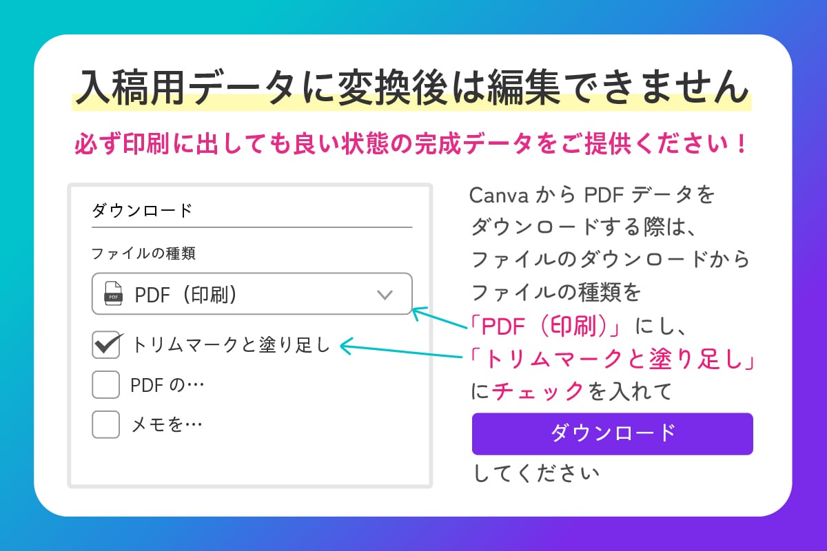 Canvaデータを印刷会社入稿用データに修正します Canvaで作成したPDFを印刷会社入稿用のPDFに修正！ イメージ3