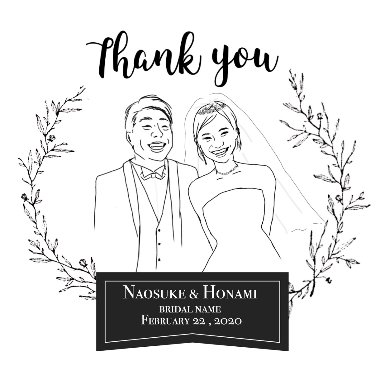 結婚式のプチギフトなどに！オシャレな似顔絵描きます データで納品するので活用無限大！白黒・カラーどちらも対応可能 イメージ2