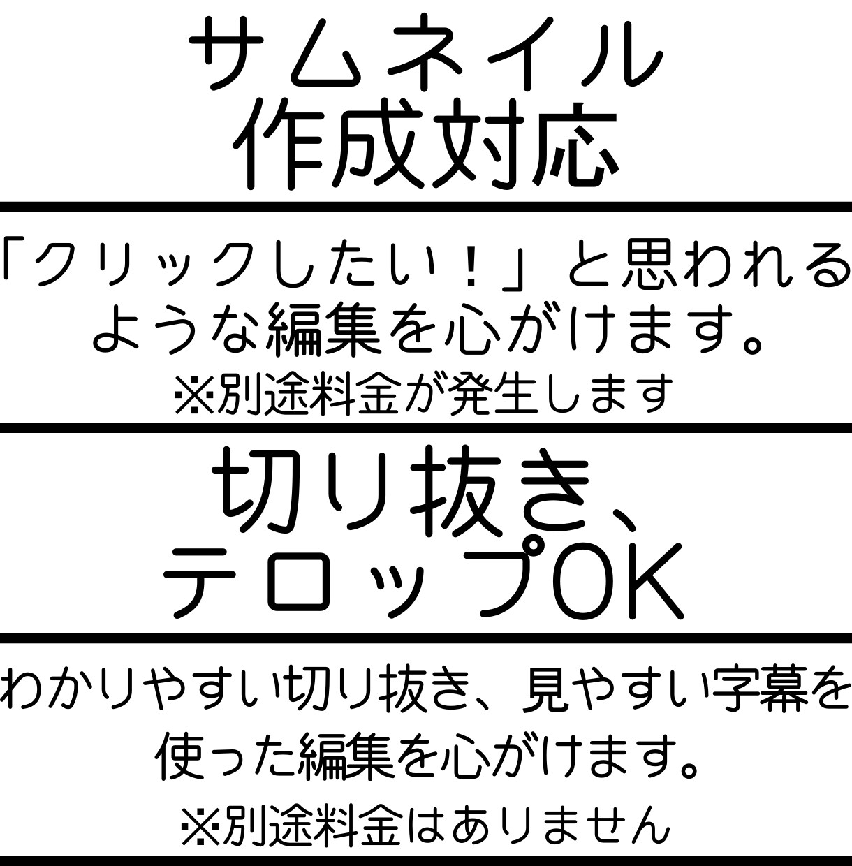 カット編集、切り抜きなどを格安に制作します 安価で丁寧、見やすい動画を作ります！ イメージ1