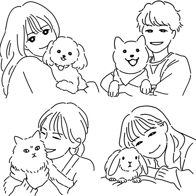 ペットとのツーショットでアイコン描きます LINEやSNSのアイコンに◎シンプルで使いやすいイラスト！ イメージ2