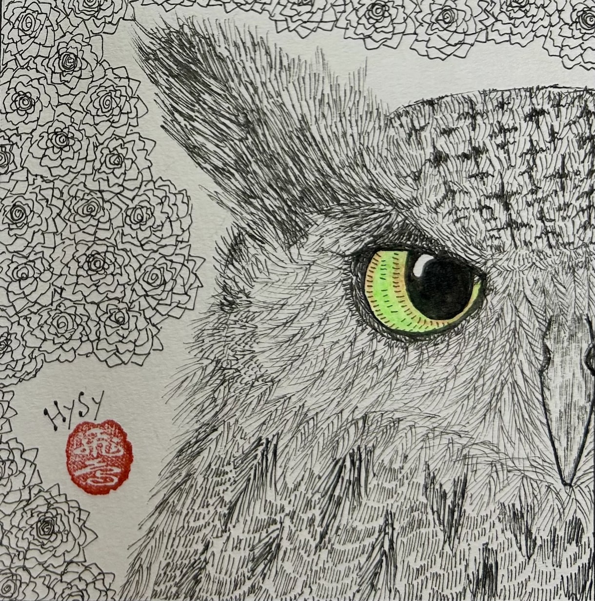 ミミズクさんのペン画イラストを描きます 限定3名様特別価格。繊細な羽根の表現をお楽しみください！ イメージ3