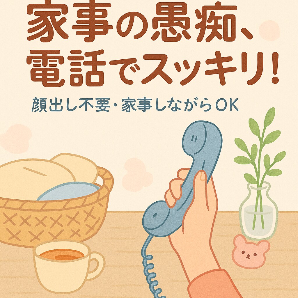 家事の愚痴、電話でスッキリ！夫目線でただ聞きます 家事の愚痴をぜんぶ、パパがただただ受け止めます。 イメージ1