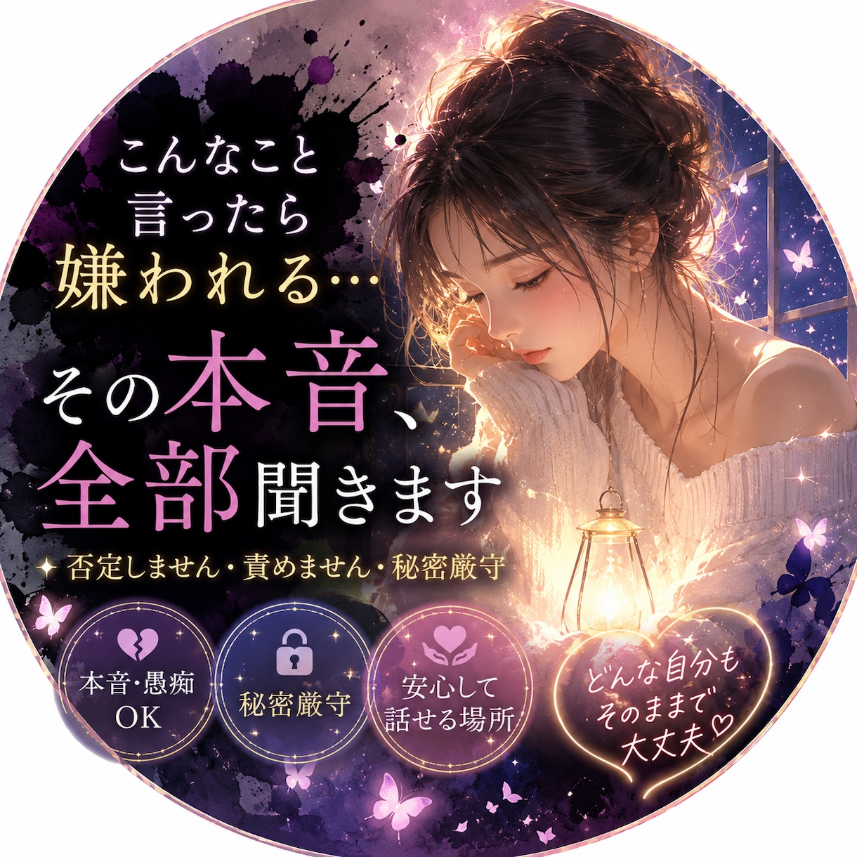 こんなこと言ったら嫌われる…その本音全部聞きます 1分から秘密厳守！優しいから誰にも言えない愚痴聞きます イメージ1