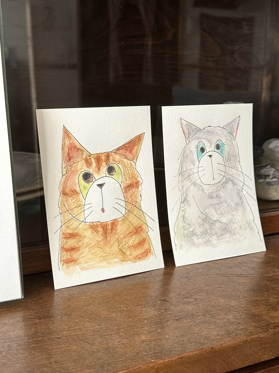 あなたの猫ちゃんをポストカードに描きます 美大卒が描く世界に1枚のポストカードで愛猫を飾ろう イメージ2