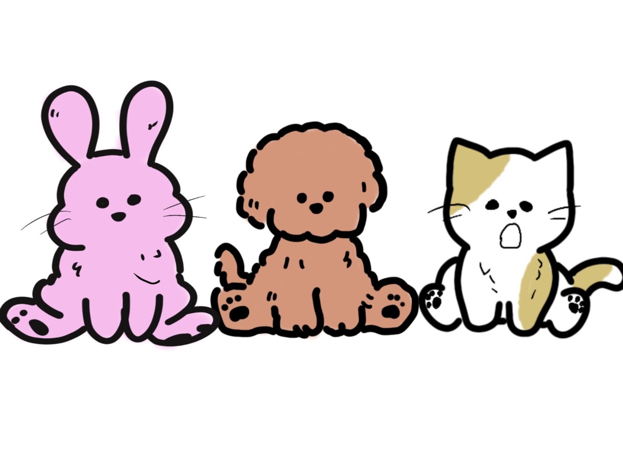 可愛い動物イラスト書きます 見ててほんわかするお座りペット描きます イメージ1