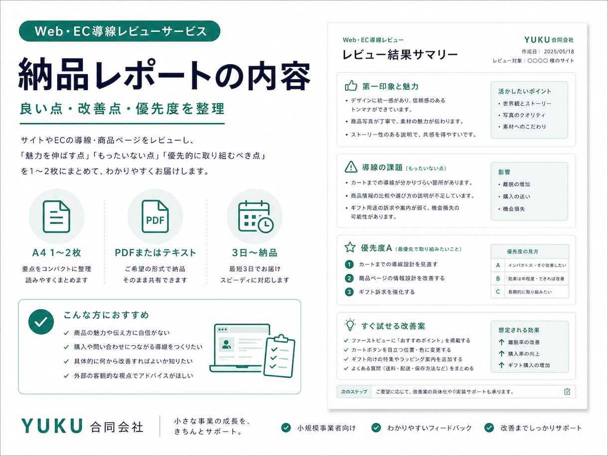 売れないECサイトの原因を診断します Shopify/BASE/STORES対応・PDF納品 イメージ3