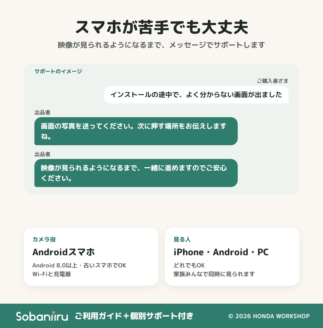 古いスマホを見守りカメラにする設定を支援します 専用アプリ付き・月額0円。iPhoneやPCで見られます イメージ5