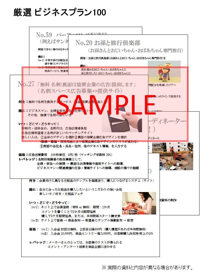 身近なビジネスプラン 100個 紹介します 起業独立準備中の方へ！ 柔らか頭で選択肢を増やす！ イメージ2