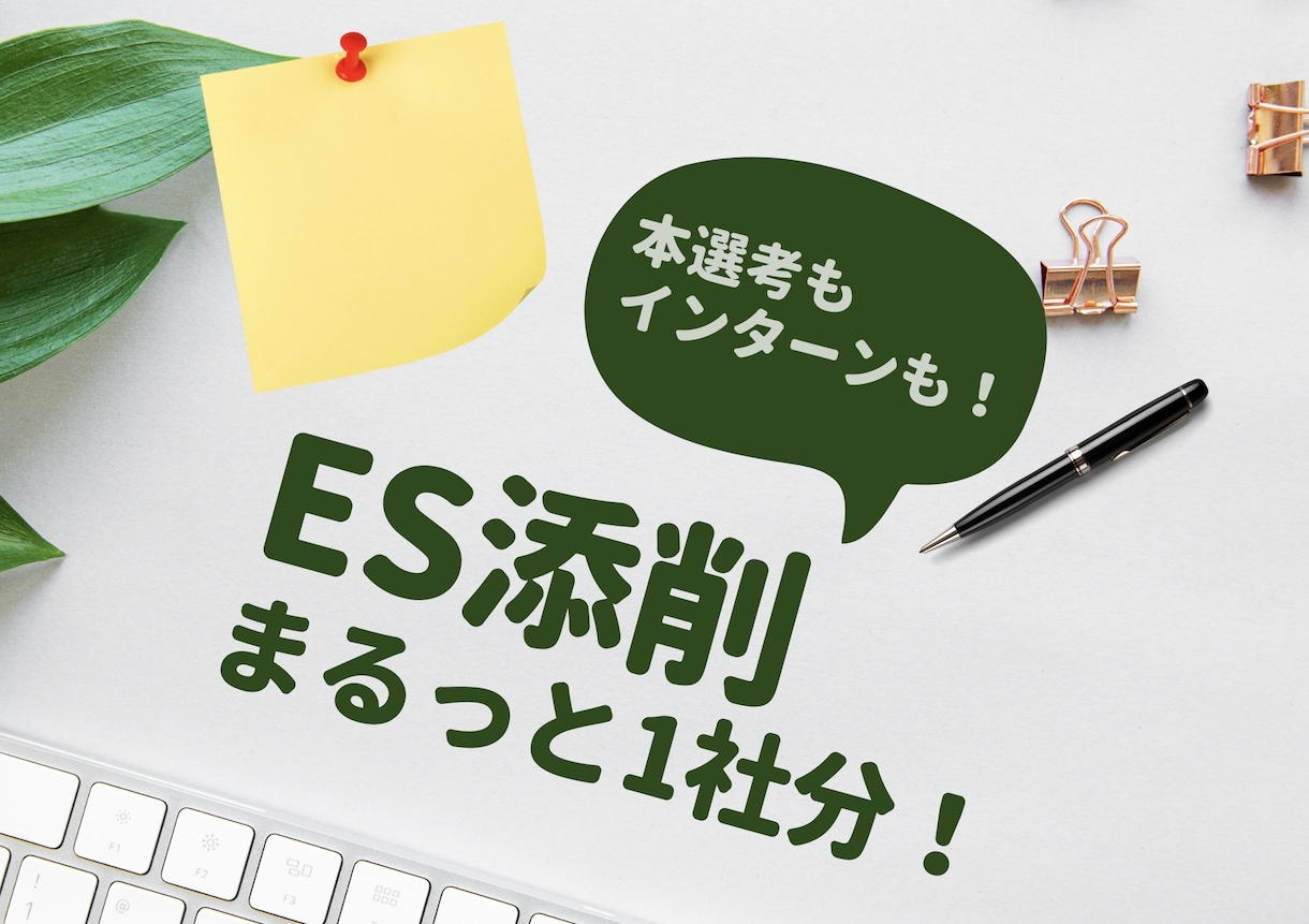 丸ごと1社分！採用のプロがESを添削します インターンも◎3000件のESを評価してきた採用担当です！ イメージ1
