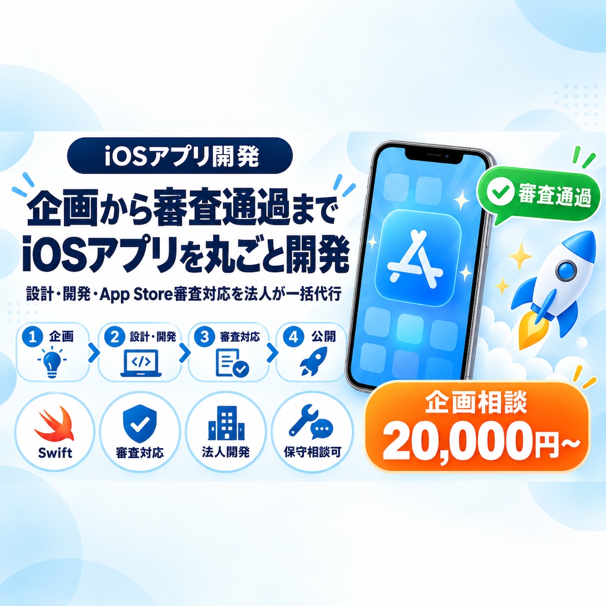 iOSアプリを審査通過まで丸ごと開発します 企画・設計・開発・App Store審査まで法人が一括代行 イメージ1