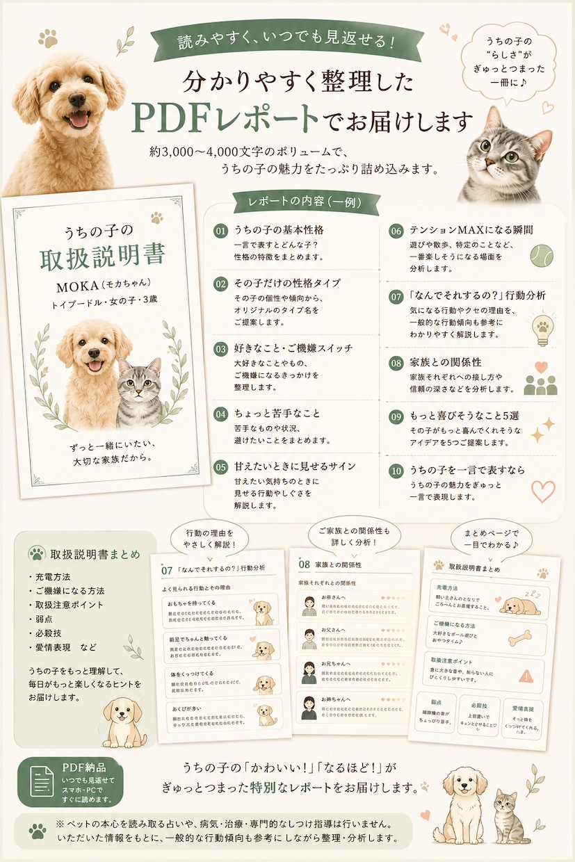 愛犬・愛猫の性格と行動からトリセツを作ります 行動や性格を整理してうちの子をもっと深く理解 イメージ3