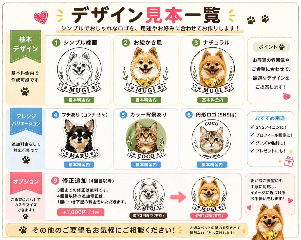 ペットの写真からシンプルでおしゃれなロゴ作成します ペットの魅力をシンプルでおしゃれなロゴに仕上げます イメージ4