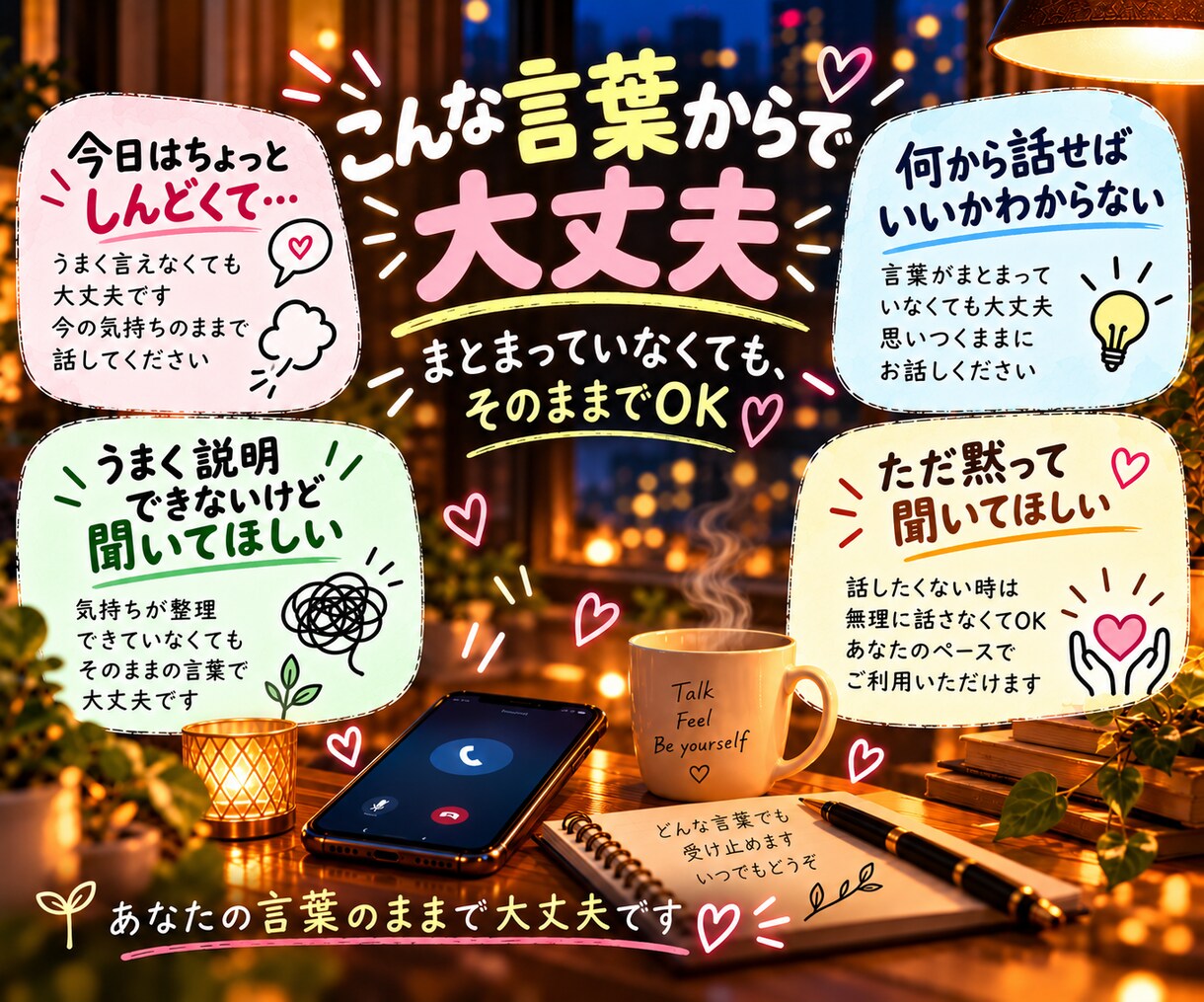 今すぐ電話OK！仕事や人間関係の愚痴や悩み聞きます うまく話せなくても大丈夫。接客歴11年の私がじっくり伺います イメージ10