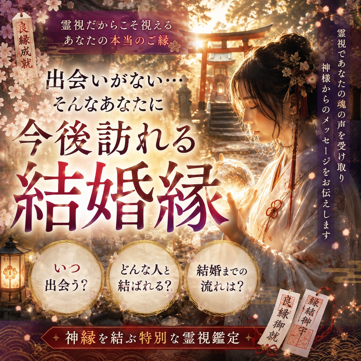 霊視&タロット占いであなたの結婚縁を鑑定いたします ＊いつ出会う？いつ結婚する？今の恋人は運命の相手？ イメージ1