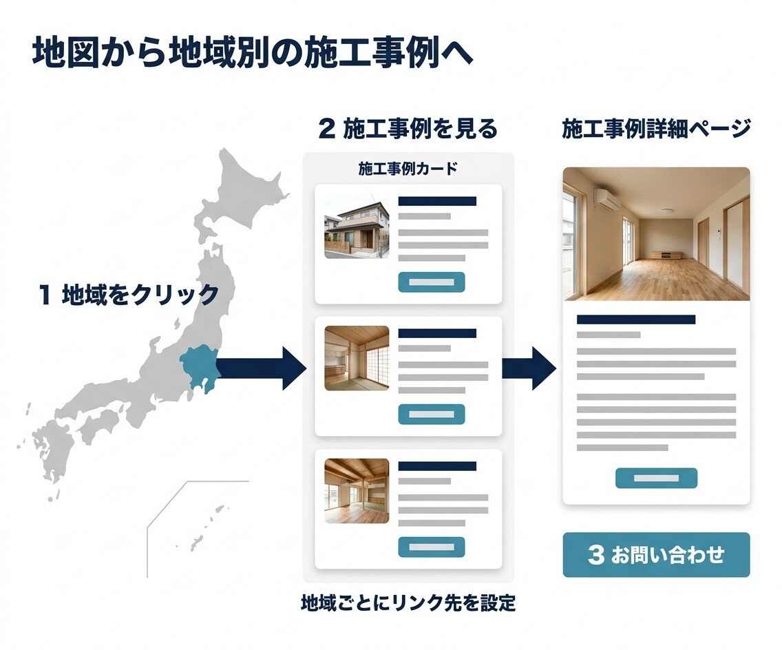 施工エリア地図をWordPressに設置します 市区町村を色分け｜対応・要相談を一目で案内 イメージ3
