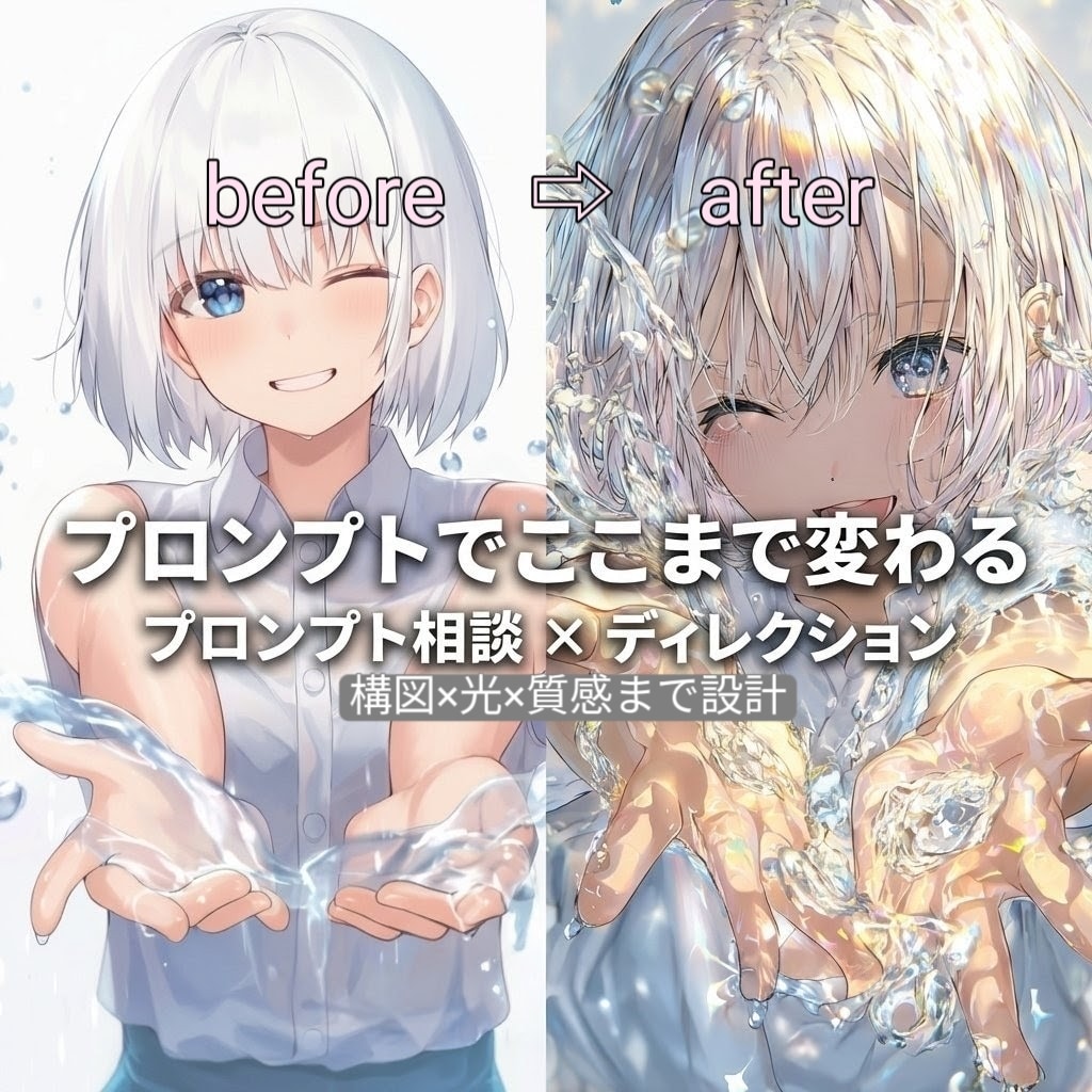 AIイラストのプロンプト設計します 構図と光まで考えたプロンプト設計⇨なんとなくを作品に変えます イメージ1
