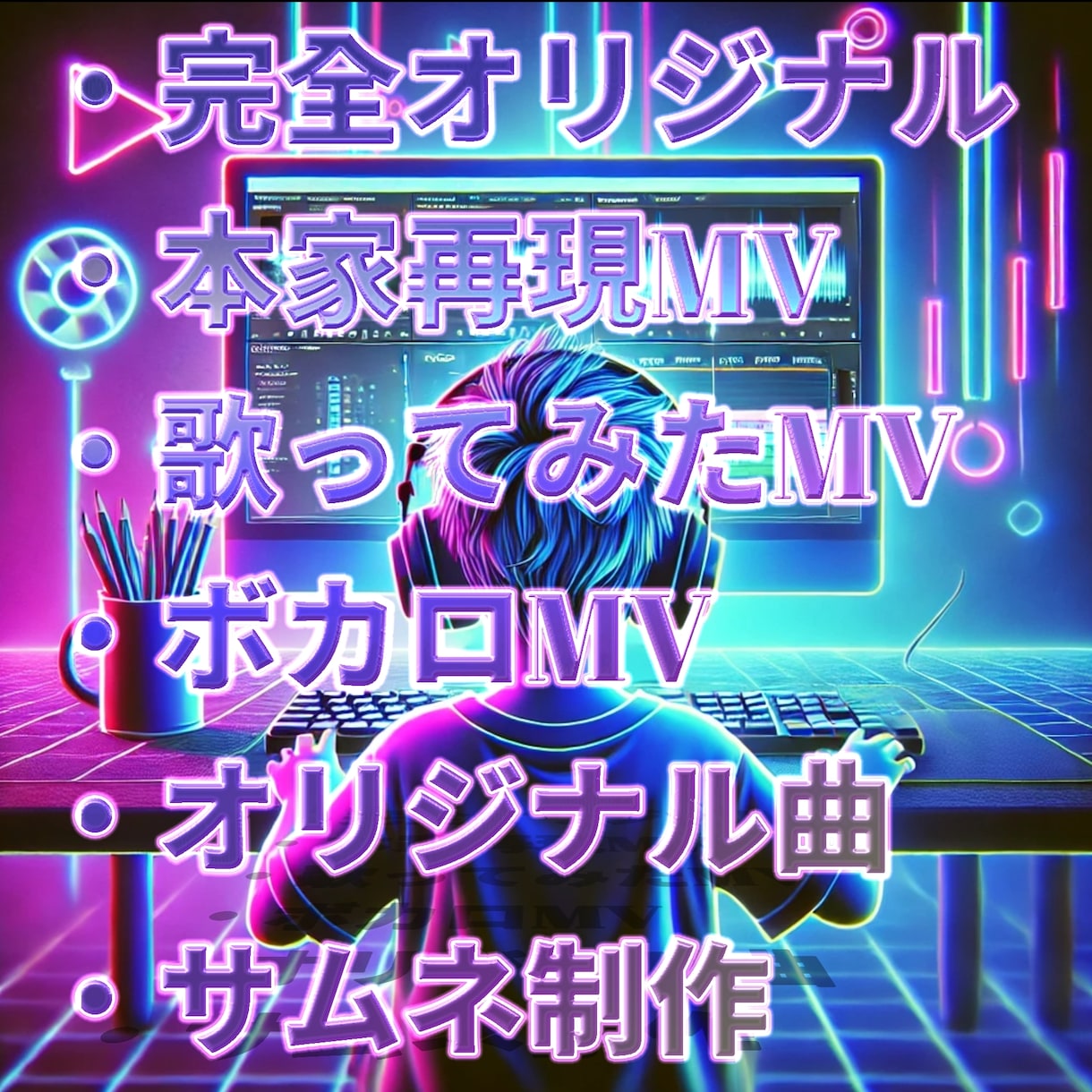 1日で、ボカロ・歌みた・オリジナル楽曲MV作ります ボカロ曲などの歌ってみたのオリジナルMV、PV制作致します！ イメージ2