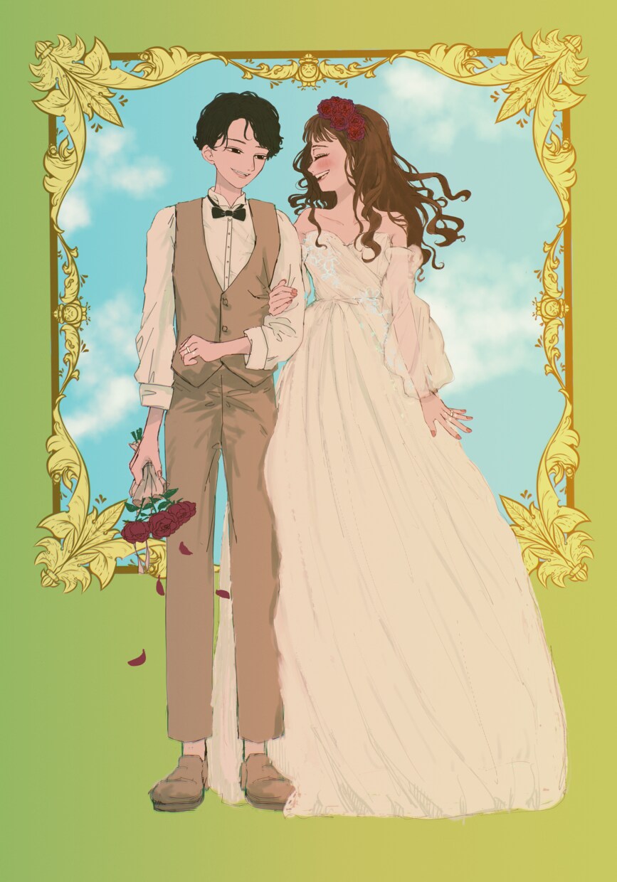 可愛い！カラフルな結婚式のウェルカムボード描きます 良い感じに美化 & 似ていて、やさしい雰囲気にします♡ イメージ2