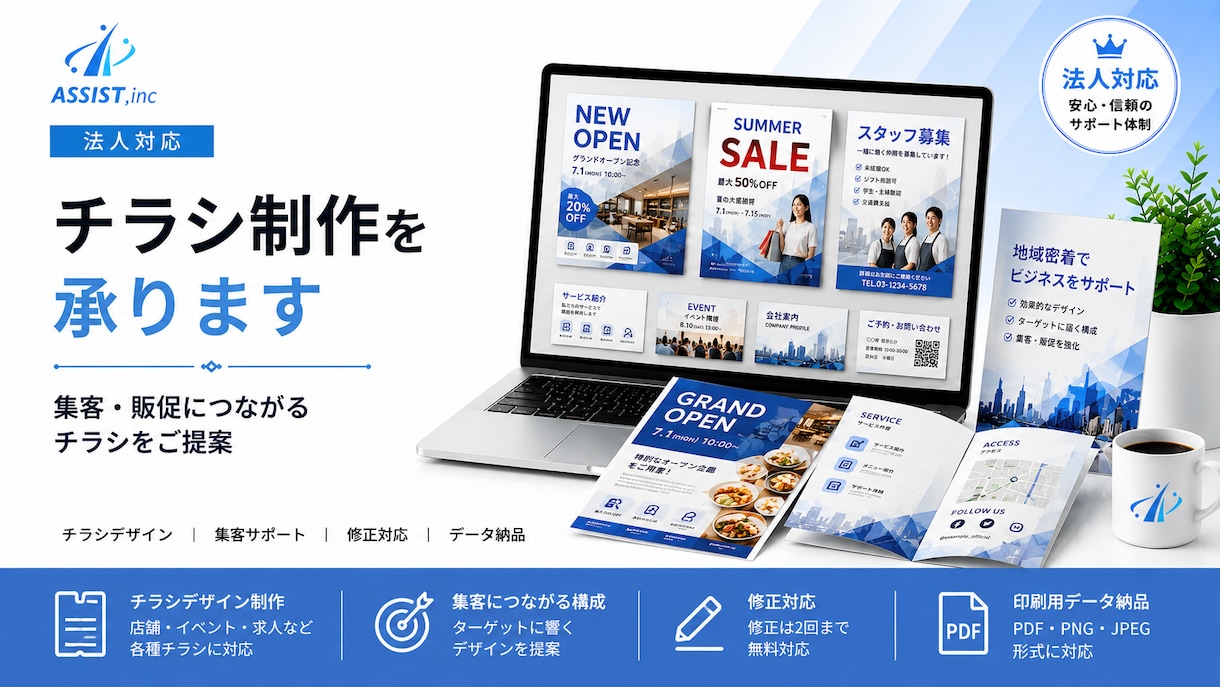 法人対応｜チラシ制作を承ります 集客・販促につながるチラシをご提案 イメージ1