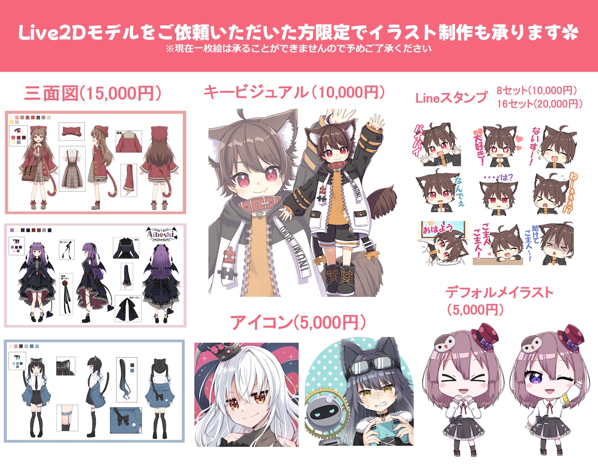 Vtuber向けLive2Dモデル制作いたします ☆デザイン〜モデリングまで全工程☆モデリングのみも可☆ イメージ10