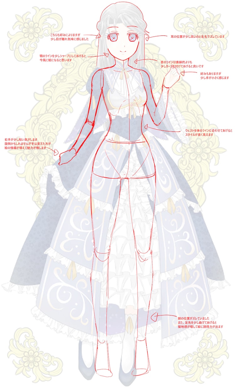 あなたのイラストを添削致します デッサンや構図について解説を付け加え赤ペン致します イメージ6