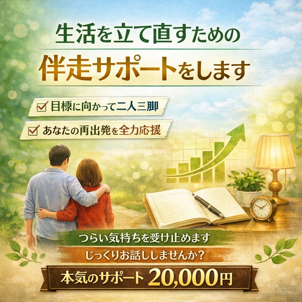 生活を立て直すための伴走サポートをします 無理のない生活づくりを、静かに伴走します イメージ1