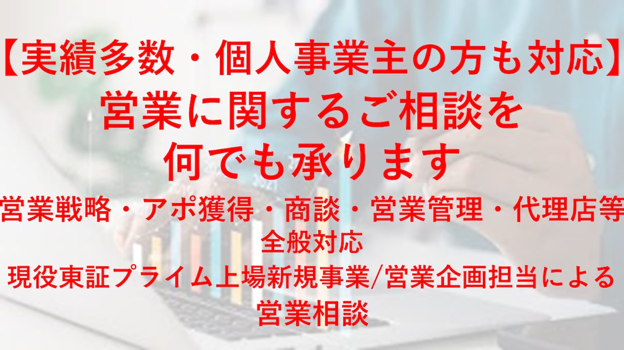 営業戦略、営業戦術に関するご相談を承ります 現役東証プライム新規事業担当/事業立ち上げ複数経験あり イメージ1