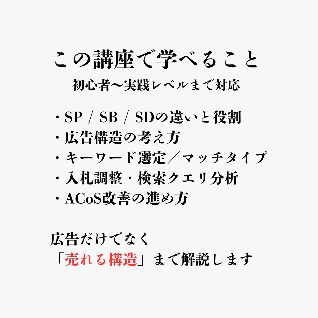 Amazon広告 レクチャー 実践まで解説します SP・SB・SD対応 売上最大化を支援 イメージ3