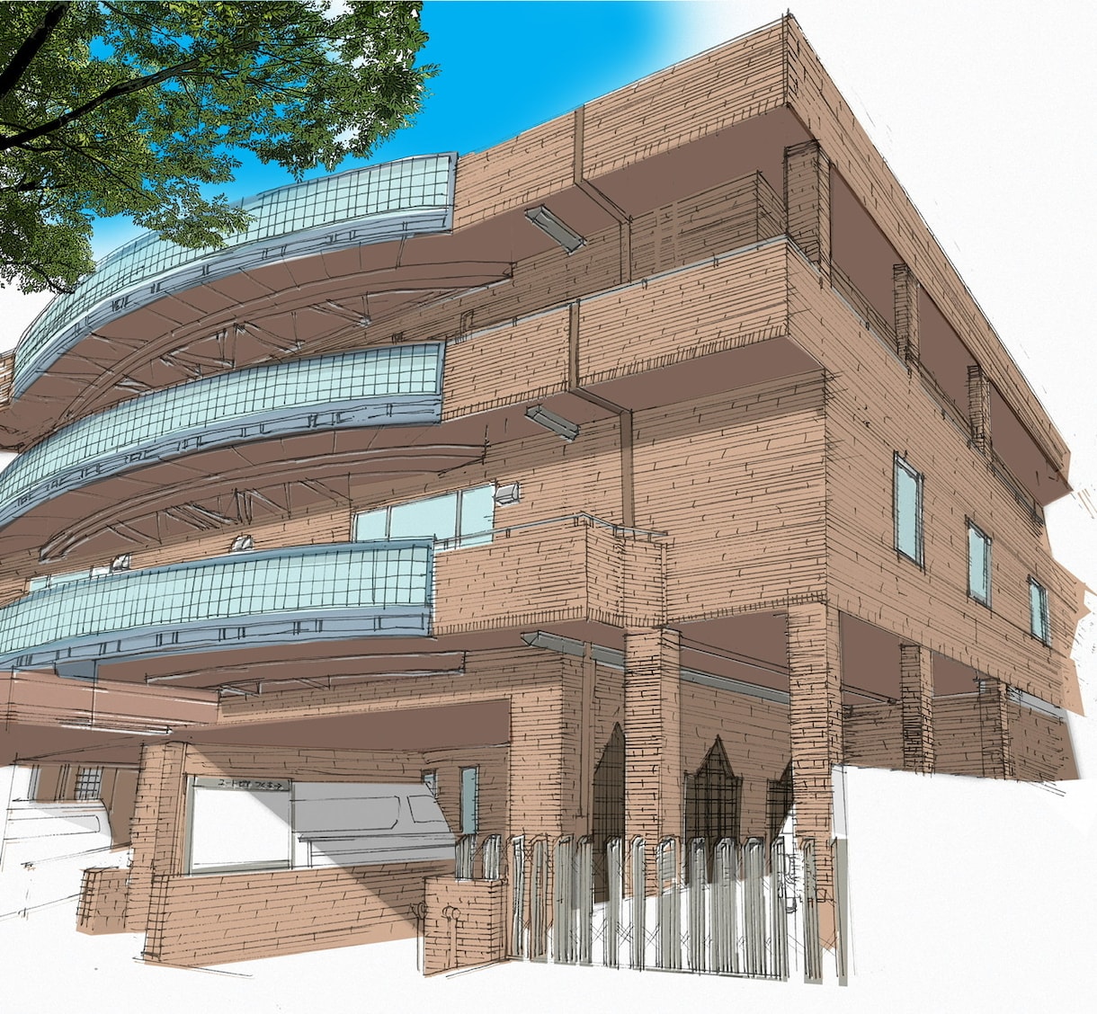 手書きパース描きます シャープなタッチの建築パースです。 イメージ1