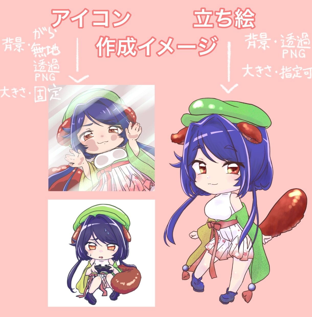 アニメ風なデフォルメキャライラスト描きます 表情のあるアイコンとイラスト素材の提供です！ イメージ2