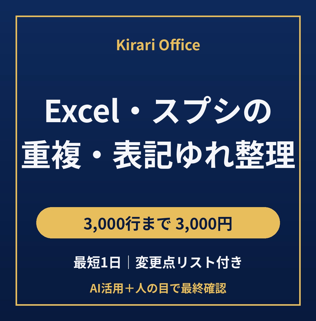 顧客リストの重複・表記ゆれを1日で整えます 3,000行まで｜変更一覧シート付き・元データは変更なし イメージ1