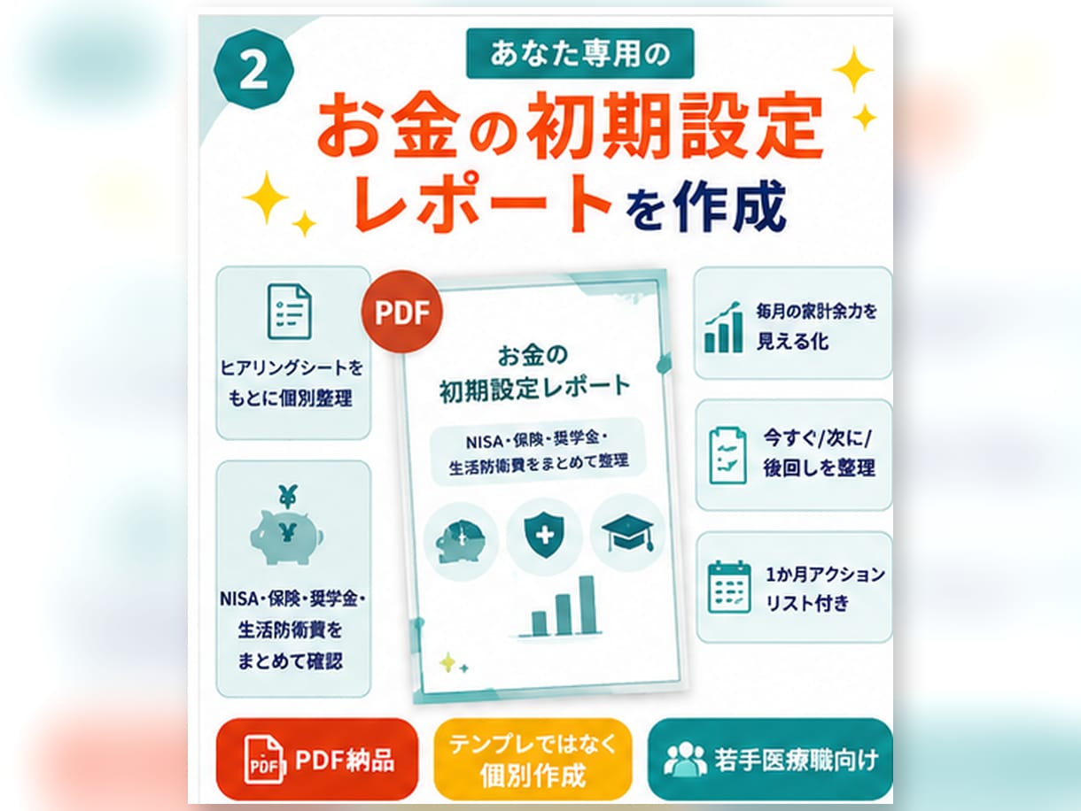 若手医療職のお金の初期設定を整理します NISA・保険・奨学金・生活防衛費をPDFで見える化 イメージ3