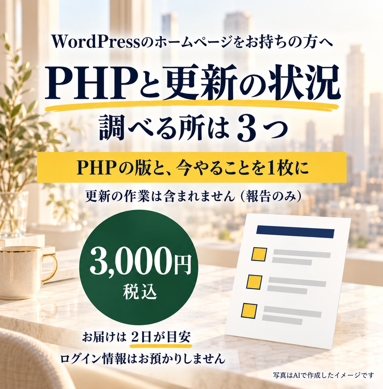 WordPressのPHPの版・更新状況を調べます 外から見える範囲で調べます｜パスワードは不要｜今やる事順番に イメージ1