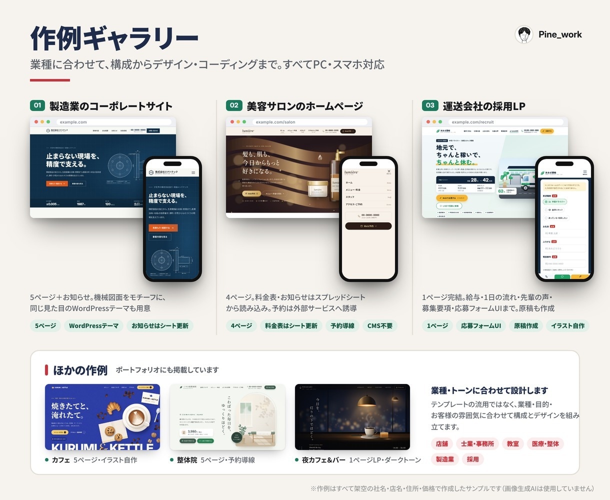 伝わるホームページを構成から公開手順まで作ります 原稿なしOK・PC/スマホ対応・公開手順書つき イメージ2