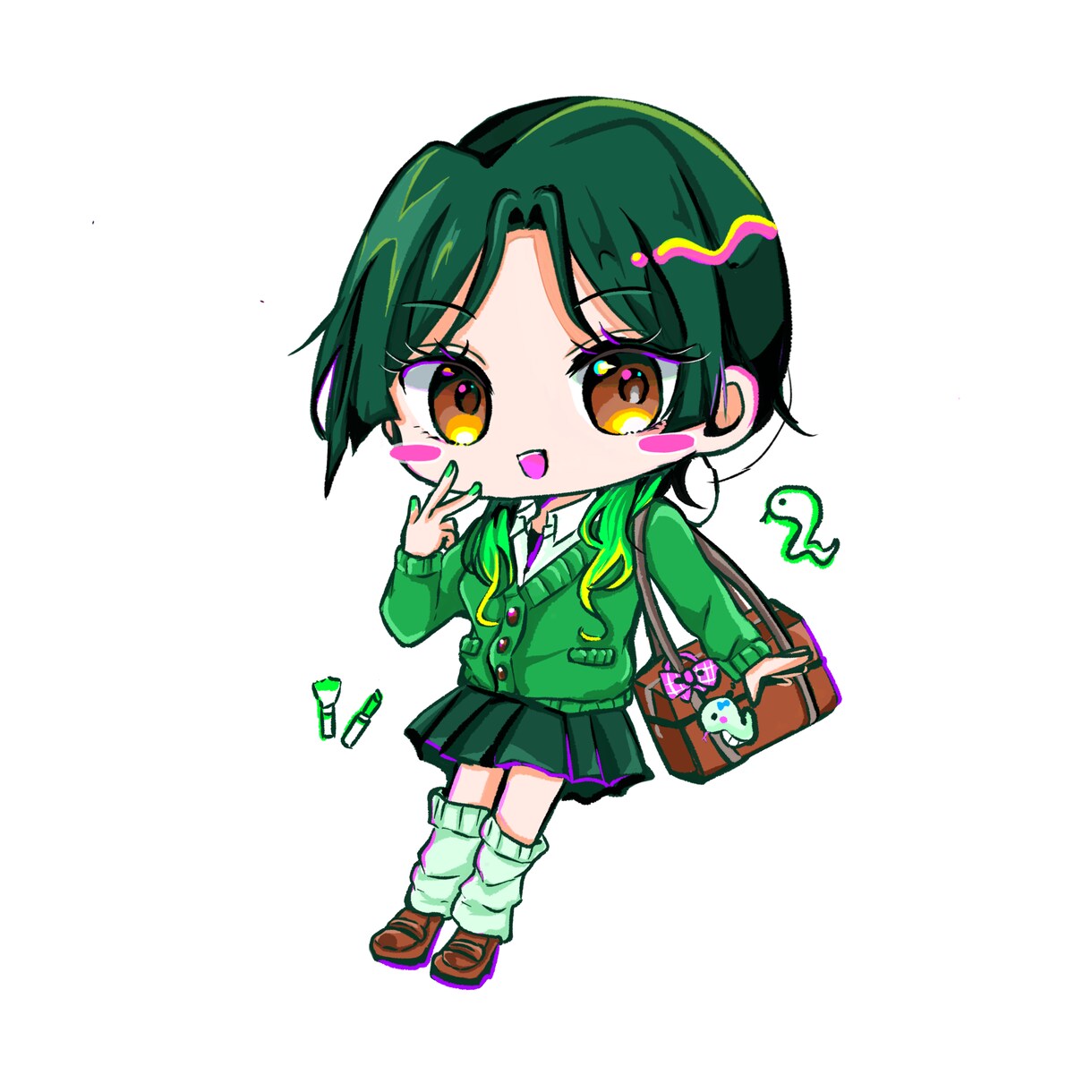色鮮やかなミニキャラを描きます キラキラとした色彩が特徴のミニキャライラストです イメージ2