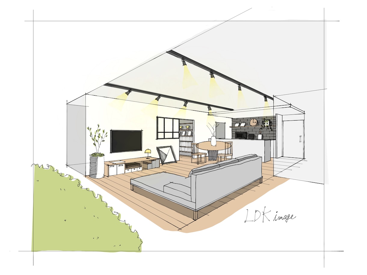 1級建築士がiPadでLDKのパースを作成します ！新築祝いにも｜ラフ案修正無制限★ イメージ2