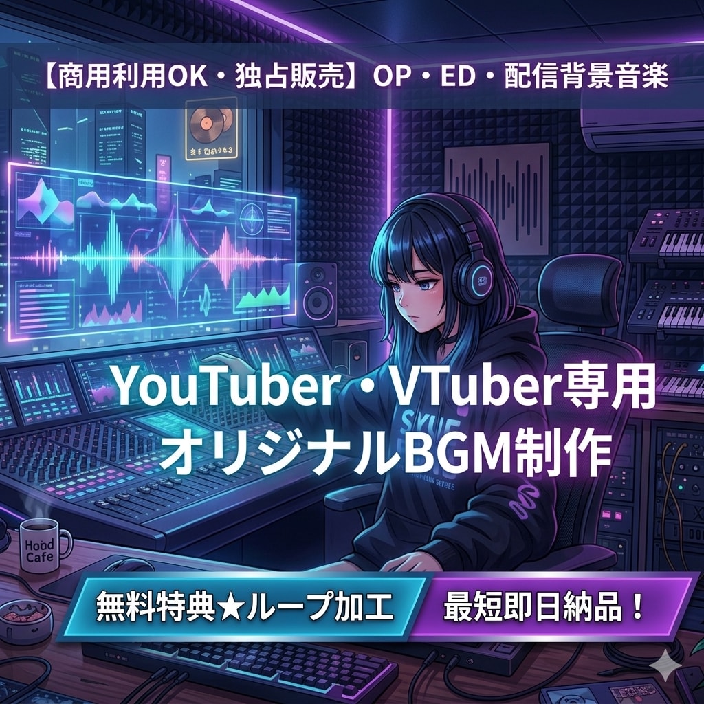 配信・VTuber用のBGMを制作します 商用OK！OPや配信の背景音楽／無料ループ加工で途切れない イメージ1