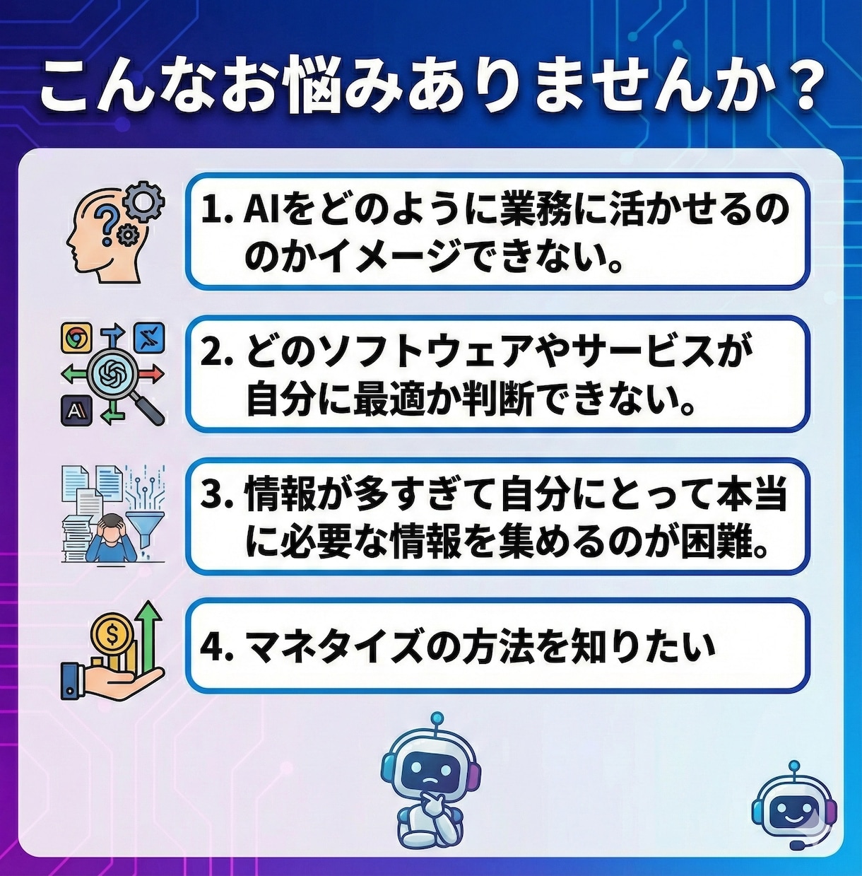 AI活用相談｜ChatGPT等で効率化支援します 仕事も生活もAIで時短＆効率UP！ イメージ2
