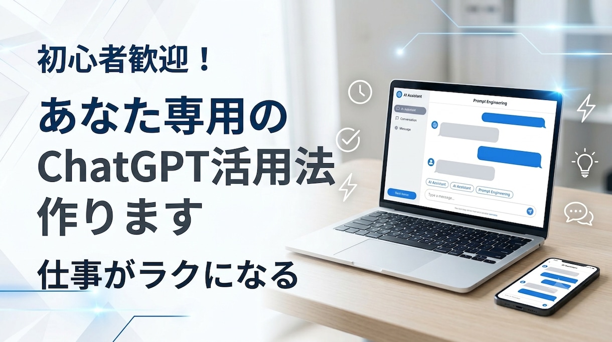 あなた専用ChatGPT活用法を一緒に作ります 仕事が速くなるAIの使い方を完全サポートします。 イメージ1